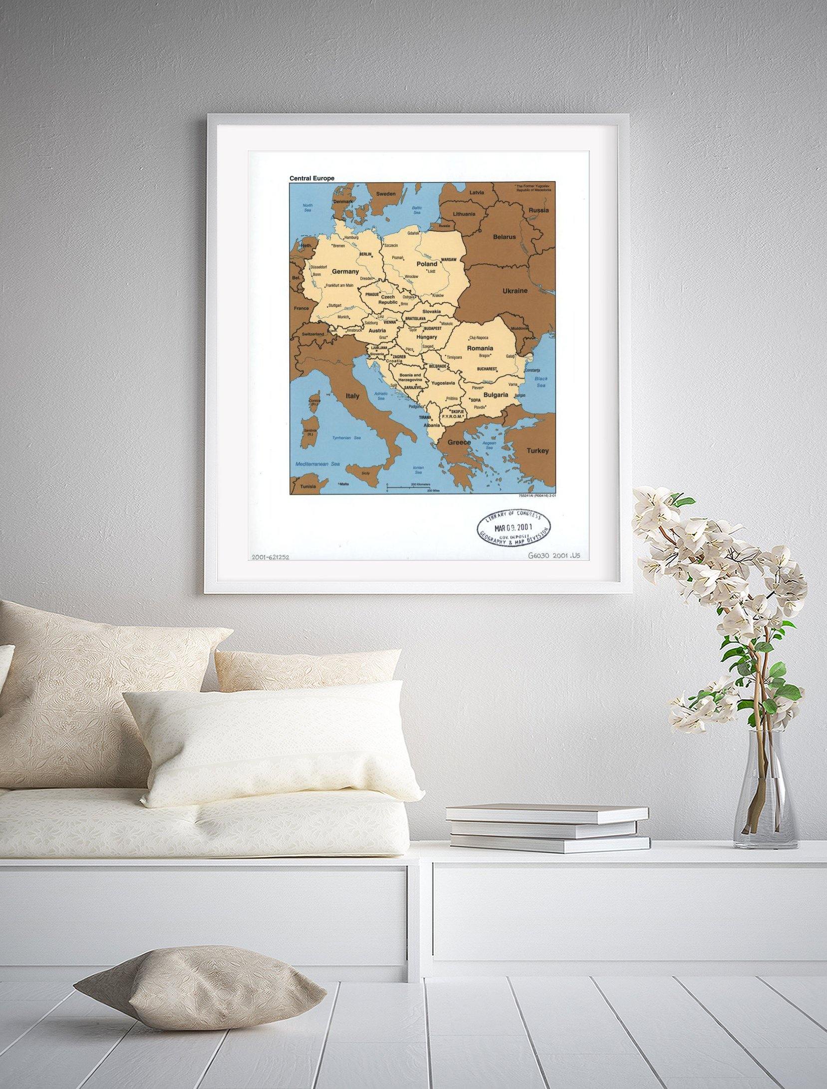2001 Map| Central Europe| Europe, Central, Outline and Base Map Size: - New York Map Company