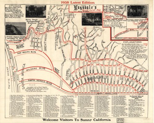 Map of Ragsdale's movie guide: 1938 latest edition Beverly Hills|Brentwood|Cali - New York Map Company