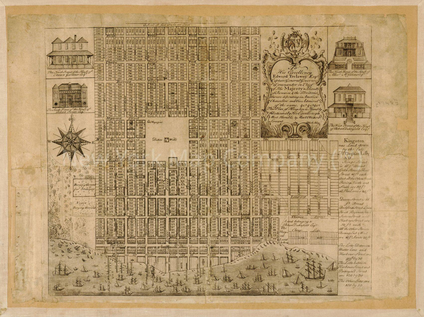 1745 map Plan of Kingston. Map Subjects: Jamaica | Kingston | Real Property - New York Map Company