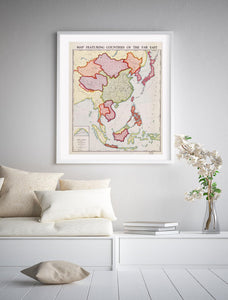 1932 Map| Map featuring countries of the far east| Orient Map Size: 20 - New York Map Company
