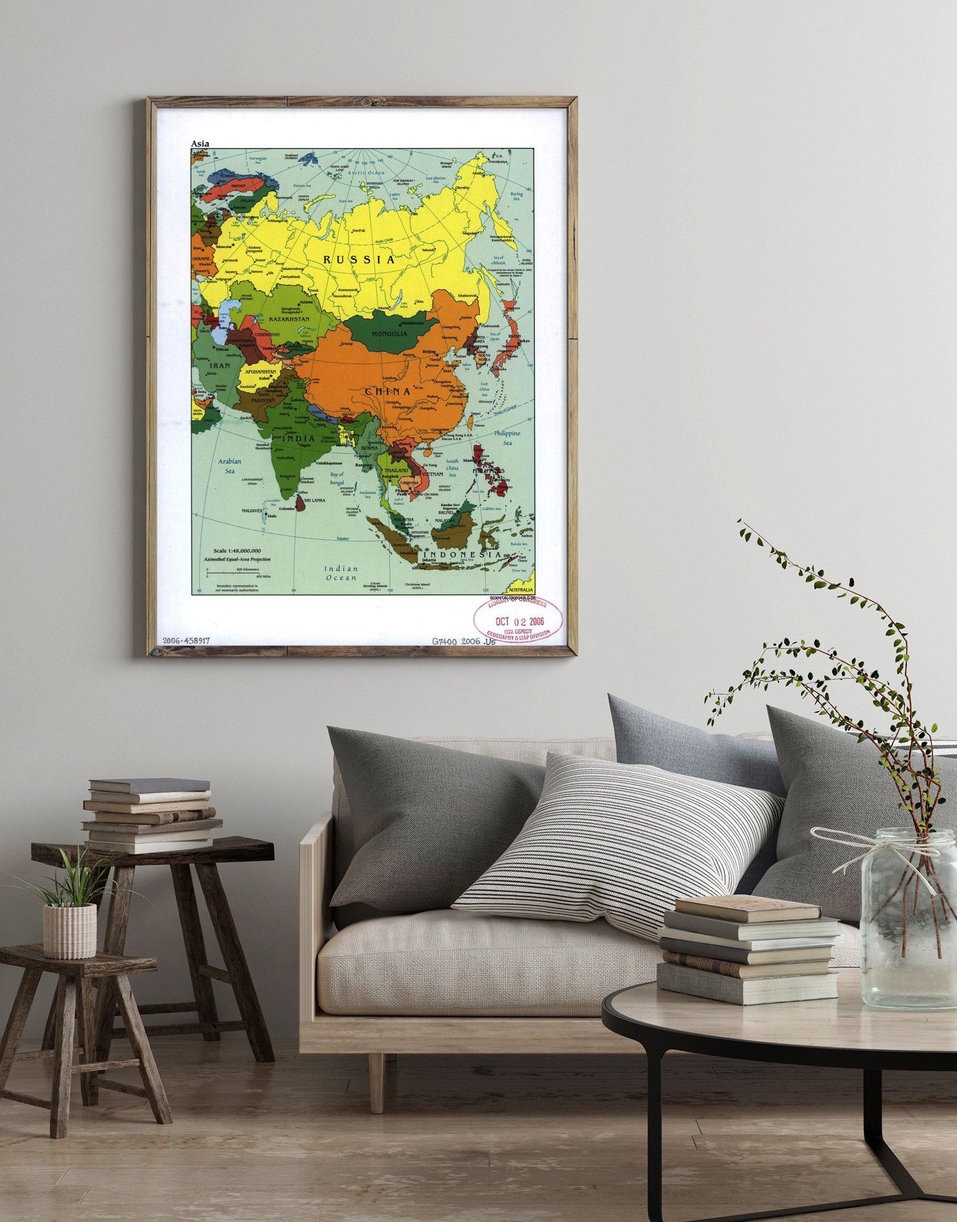 2006 Map| Asia| Asia Map Size: 18 inches x 24 inches |Fits 18x24 size - New York Map Company