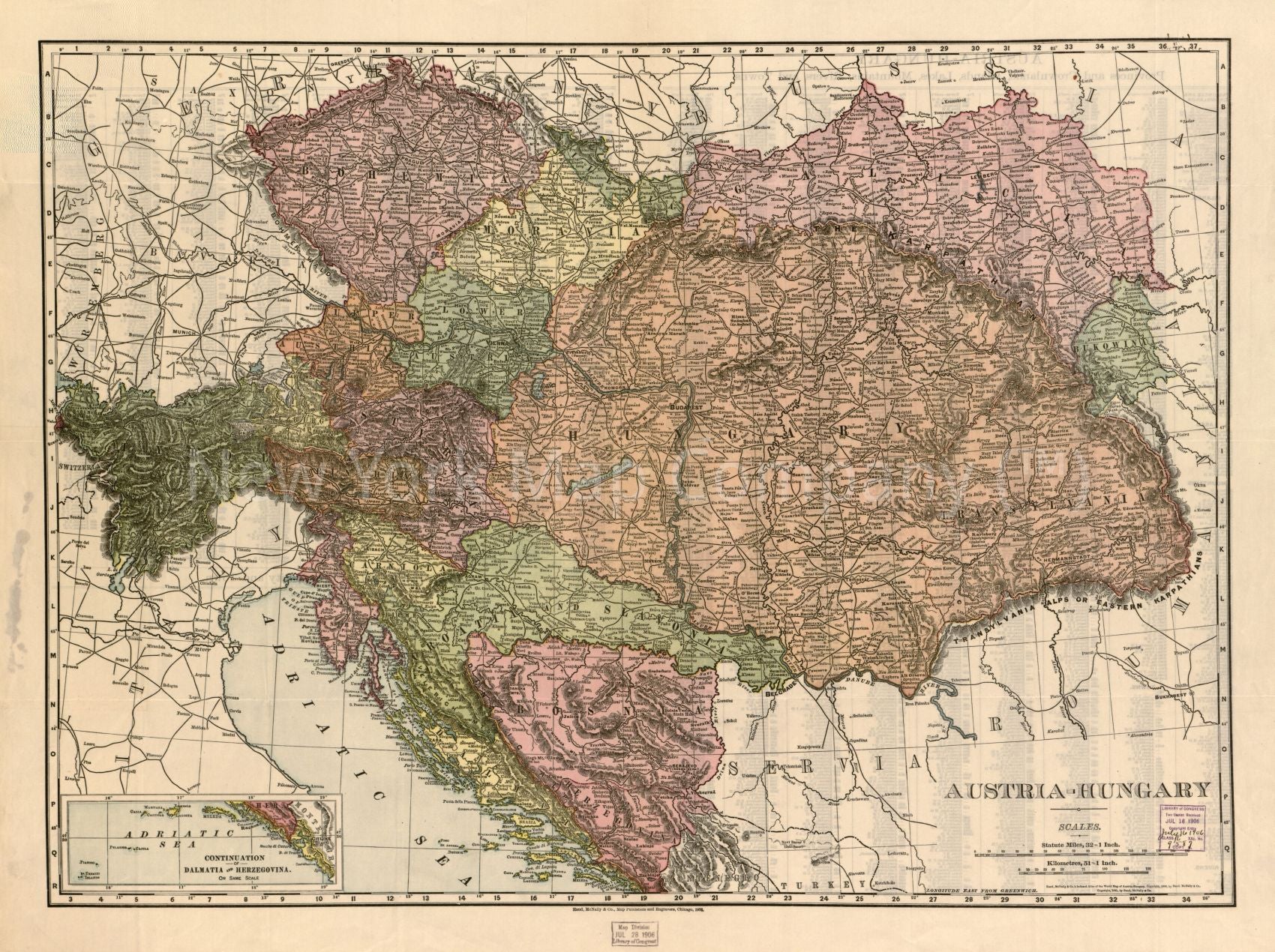 1906 map Austria-Hungary. Map Subjects: Austria | Balkan Peninsula | Europe | Central | Europe | Eastern | Hungary
