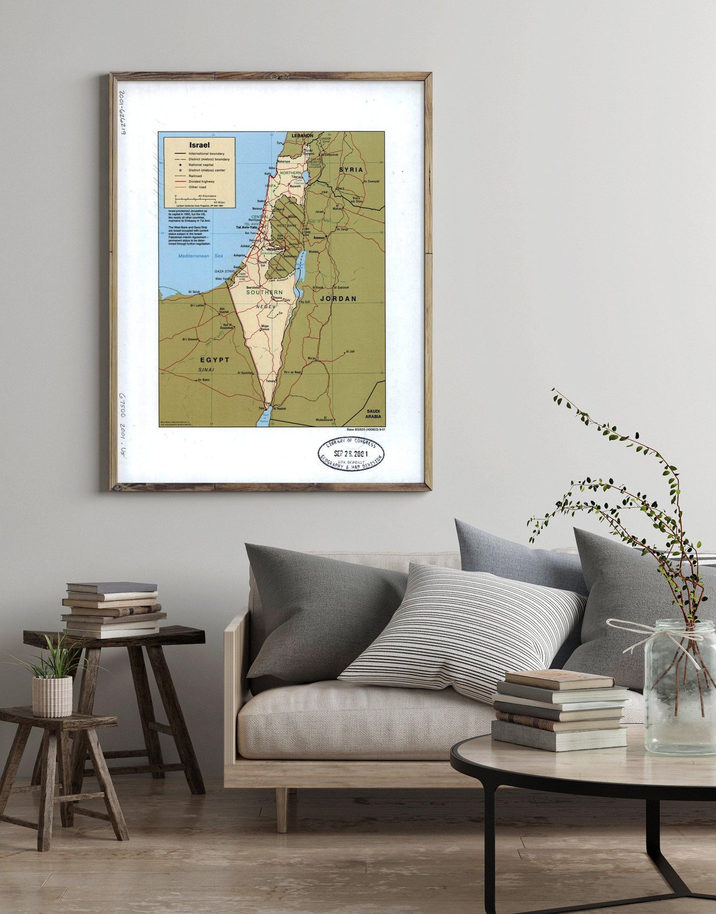 2001 Map| Israel| Israel Map Size: 18 inches x 24 inches |Fits 18x24 s - New York Map Company