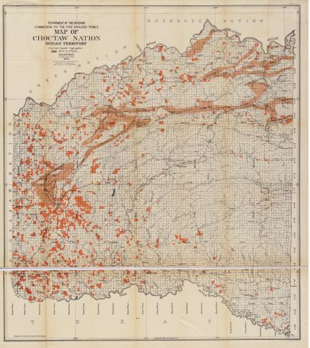 Map of Choctaw Nation, Indian territory, coal and asphalt segregation Oklahoma - New York Map Company