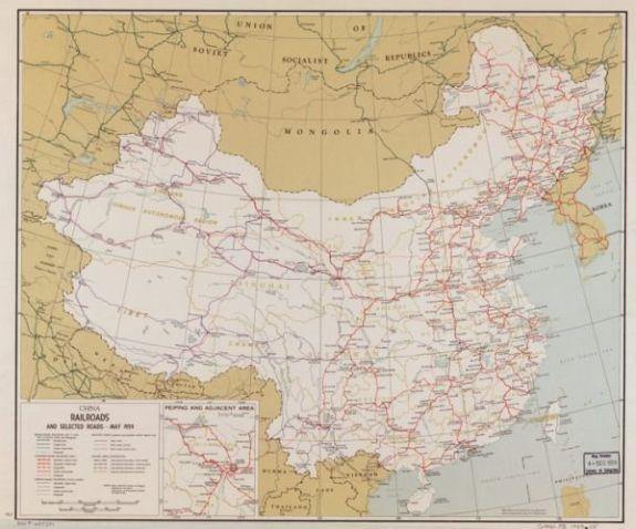 1959 Map| China railroads and selected roads, May 1959| China|Railroad - New York Map Company