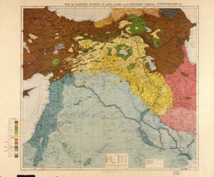 1910 Map of eastern Turkey in Asia, Syria and western Persia (ethnographical) | Ethnology | Turkey | Turkey, Eastern Published by the Royal Geographical Society, 1910 "Railways inserted November, 1917" "G.S.G.S. No. 2901"
