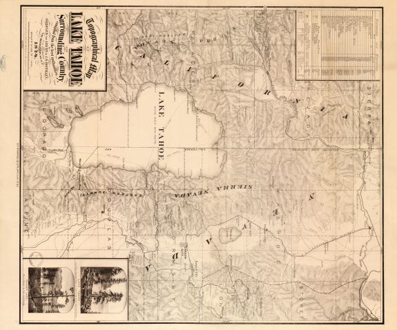 Summary: "Entered according to an act of Congress in the year 1873 by Ferd. von Leicht .." Mounted on cloth. Includes two inset views: Lake Tahoe and Donner Lake. Created / Published: San Francisco, Calif.: s.n., 1874.