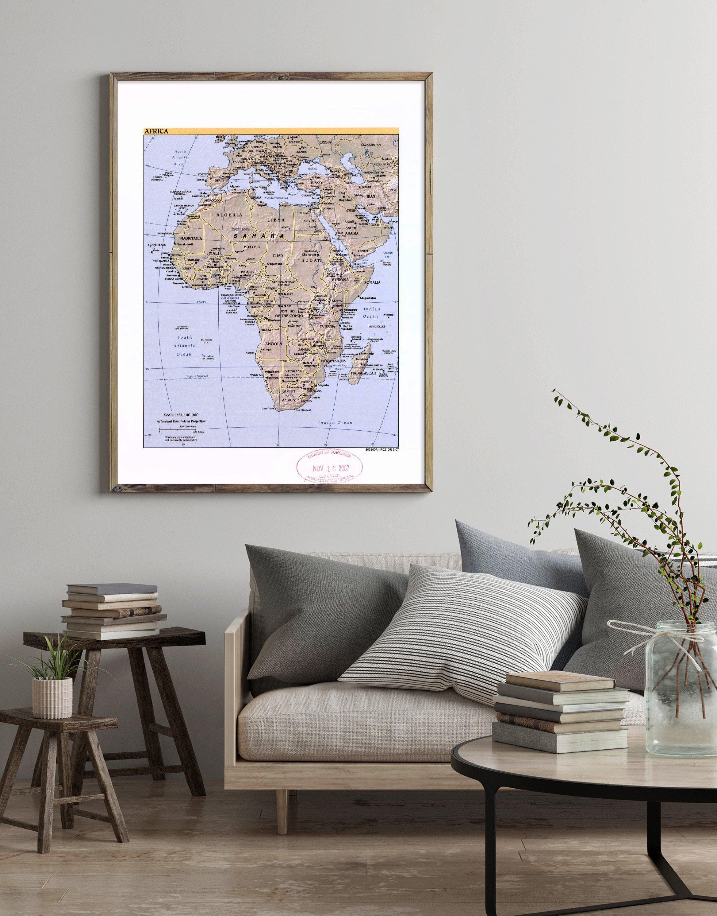 2007 Map| Africa| Africa Map Size: 18 inches x 24 inches |Fits 18x24 s - New York Map Company