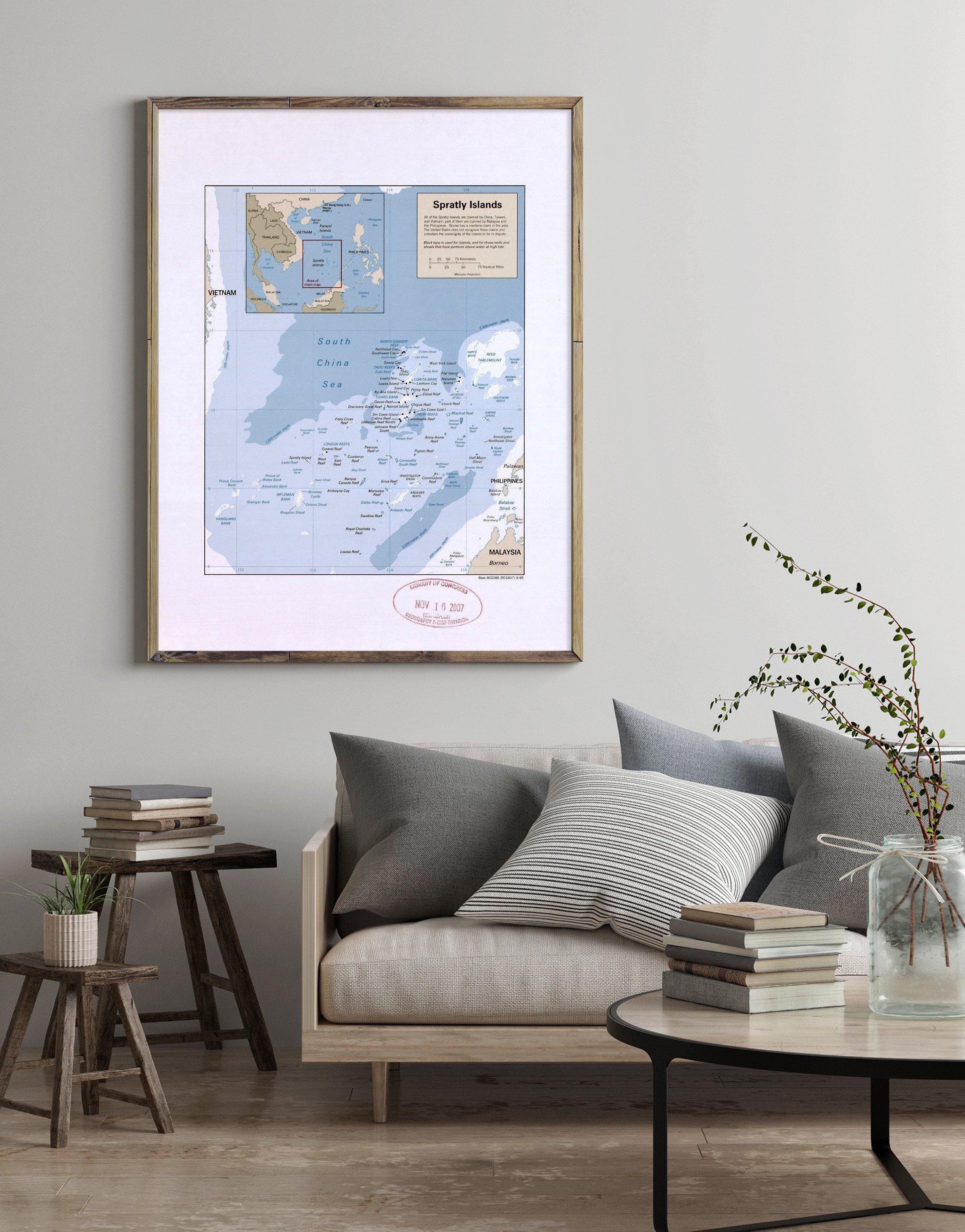 1995 Map| Spratly Islands| Spratly Islands Map Size: 18 inches x 24 in - New York Map Company