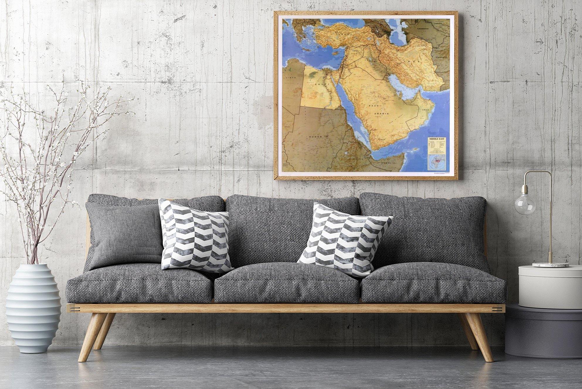 1993 Map| Middle East| Airports|Middle East Map Size: 22 inches x 24 i - New York Map Company