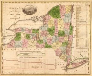 1833 map of the state of New York Copy right.