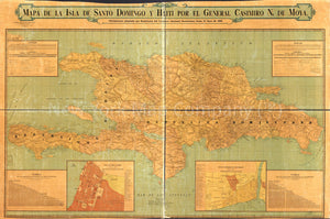 1906 mapa de la Isla de Santo Domingo y Haiti. Map Subjects: Dominican Republic | Haiti | Hispaniola | Port-Au-Prince | Port-Au-Prince Haiti | Santo Domingo | Santo Domingo Dominican Republic