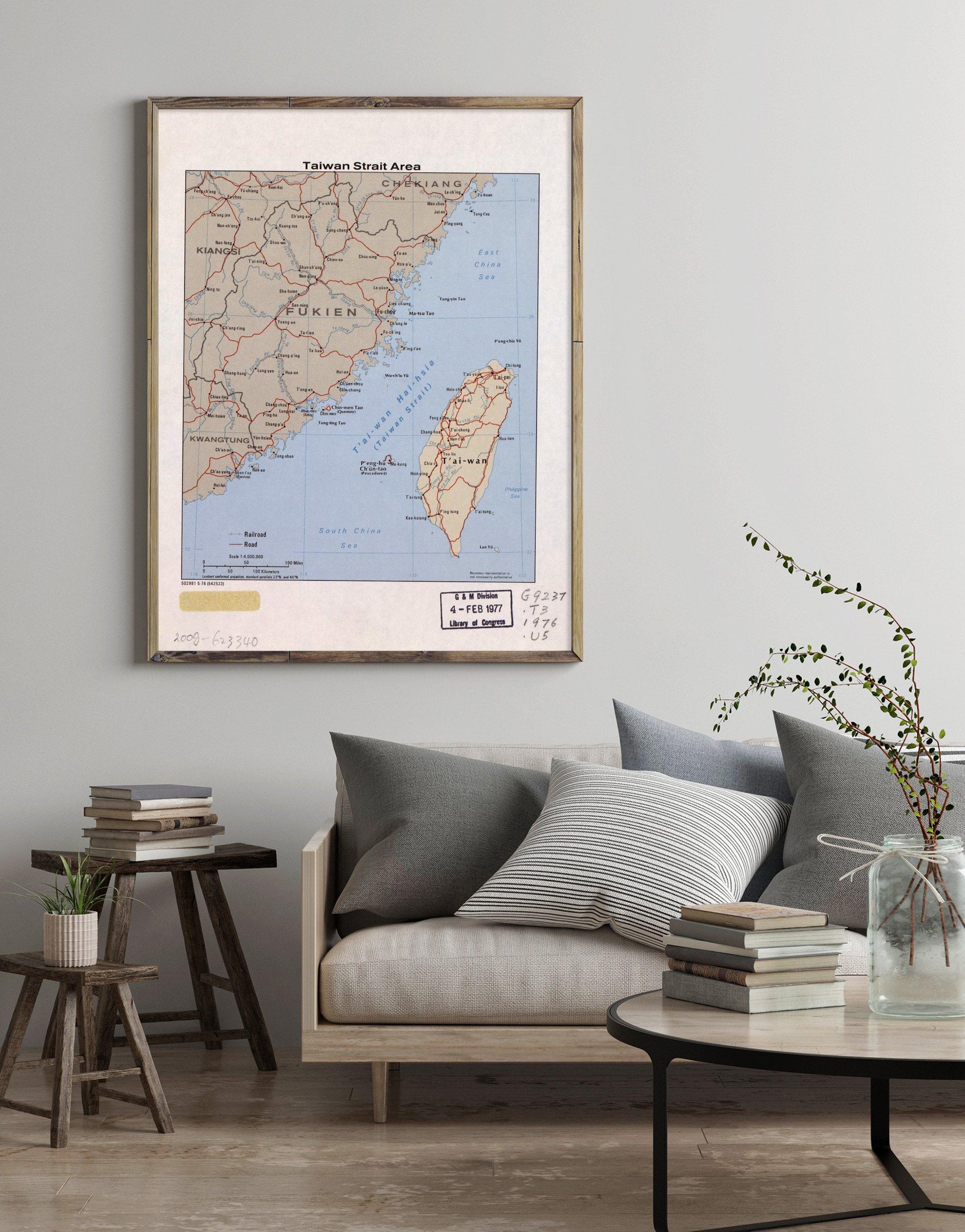 1976 Map| Taiwan strait area| Taiwan Strait Map Size: 18 inches x 24 i - New York Map Company