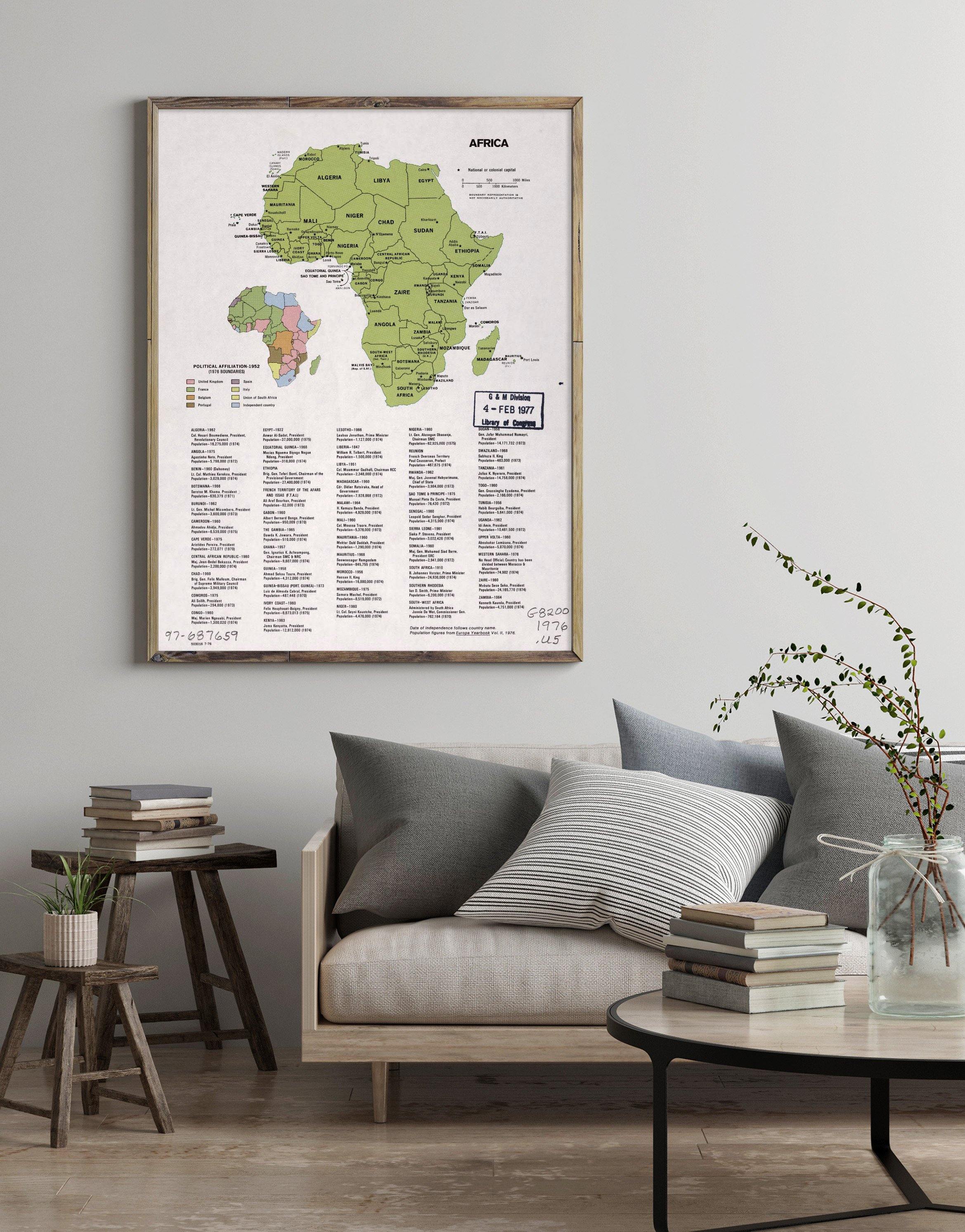 1976 Map| Africa| Africa Map Size: 18 inches x 24 inches |Fits 18x24 s - New York Map Company
