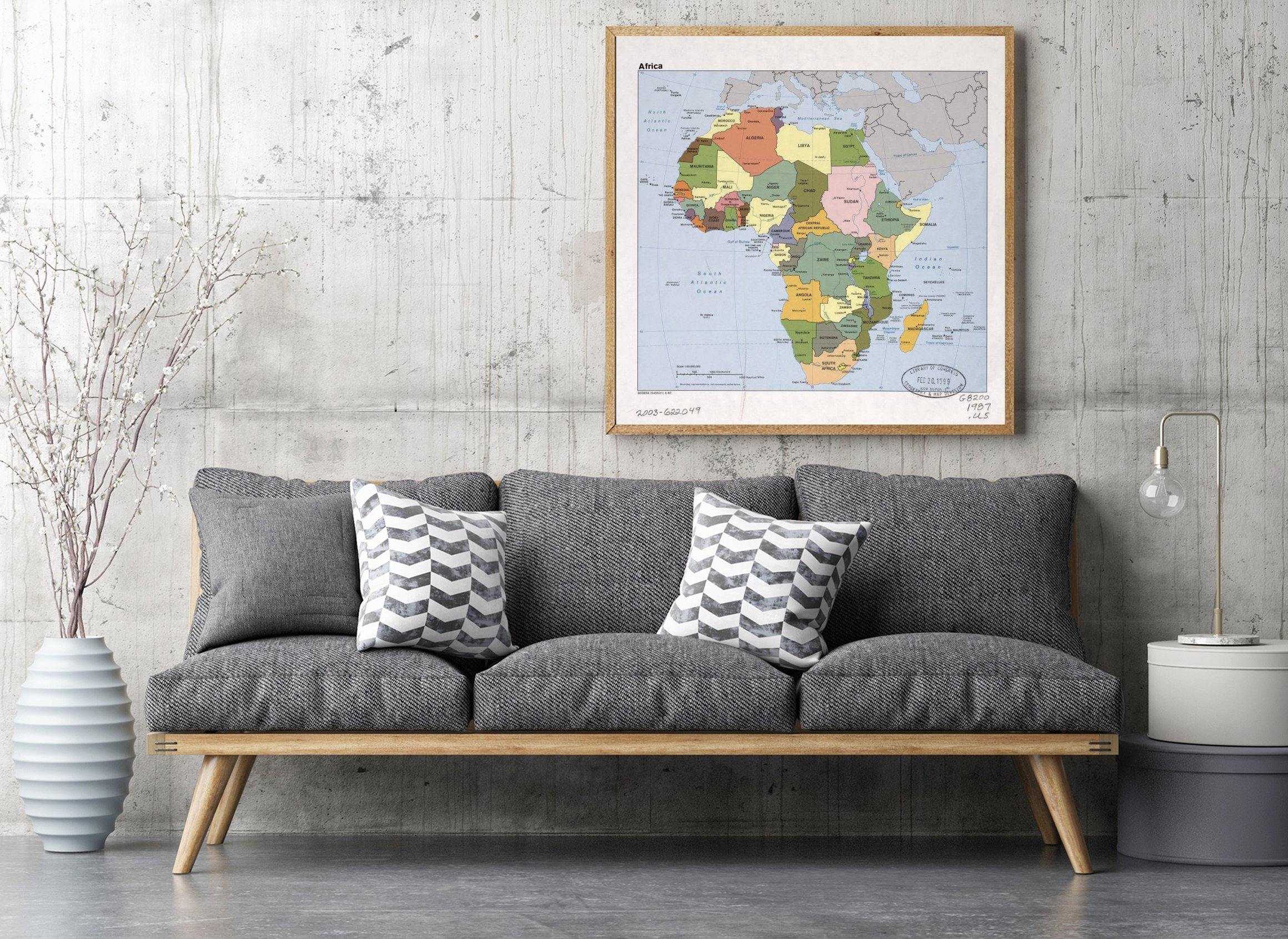 1987 Map| Africa| Africa Map Size: 24 inches x 24 inches |Fits 24x24 s - New York Map Company