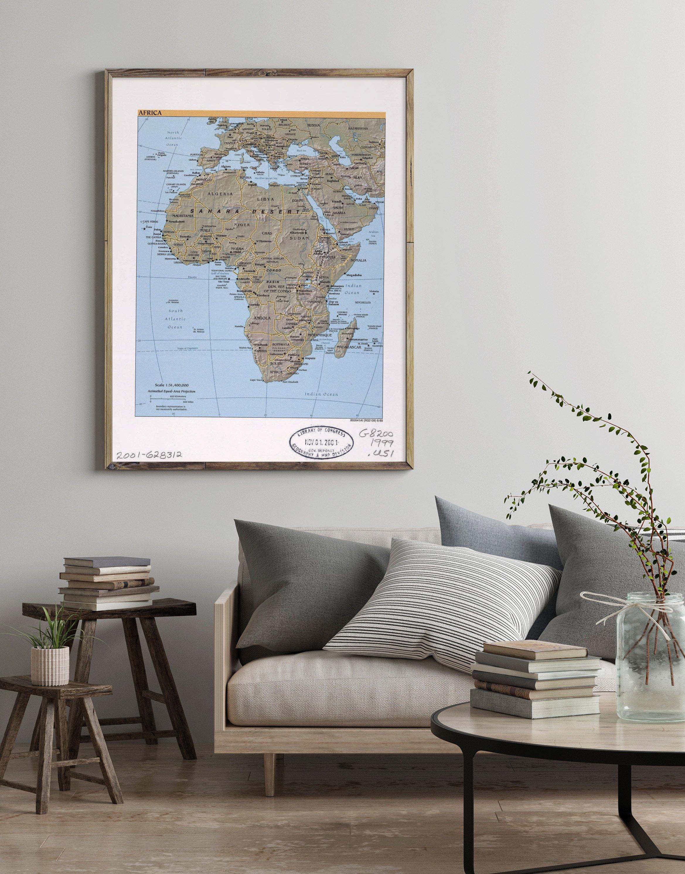 1999 Map| Africa| Africa Map Size: 18 inches x 24 inches |Fits 18x24 s - New York Map Company