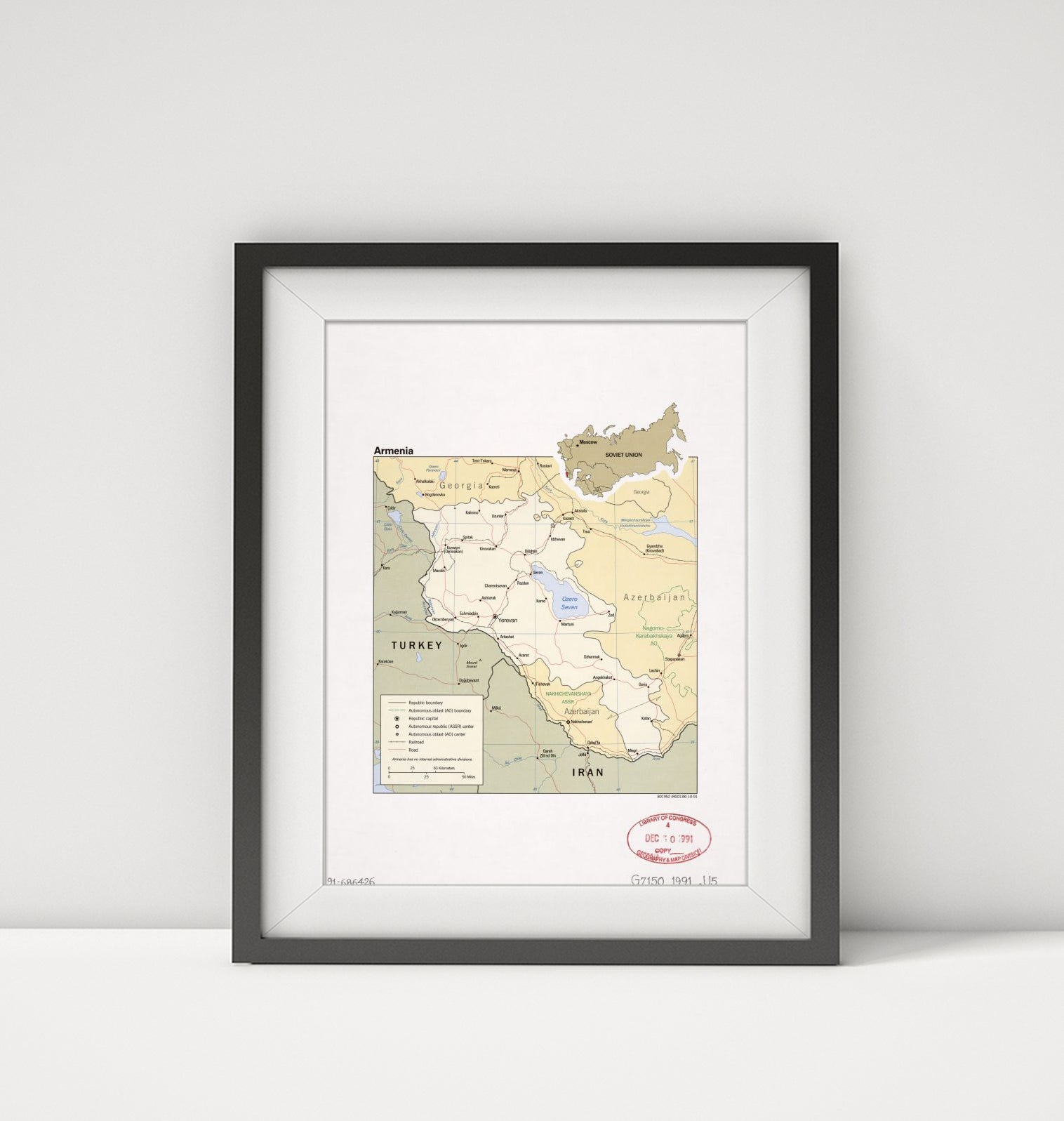 1991 Map | Armenia | Armenia Republic 10-91. Includes note and location map. "801952 (R00138)."