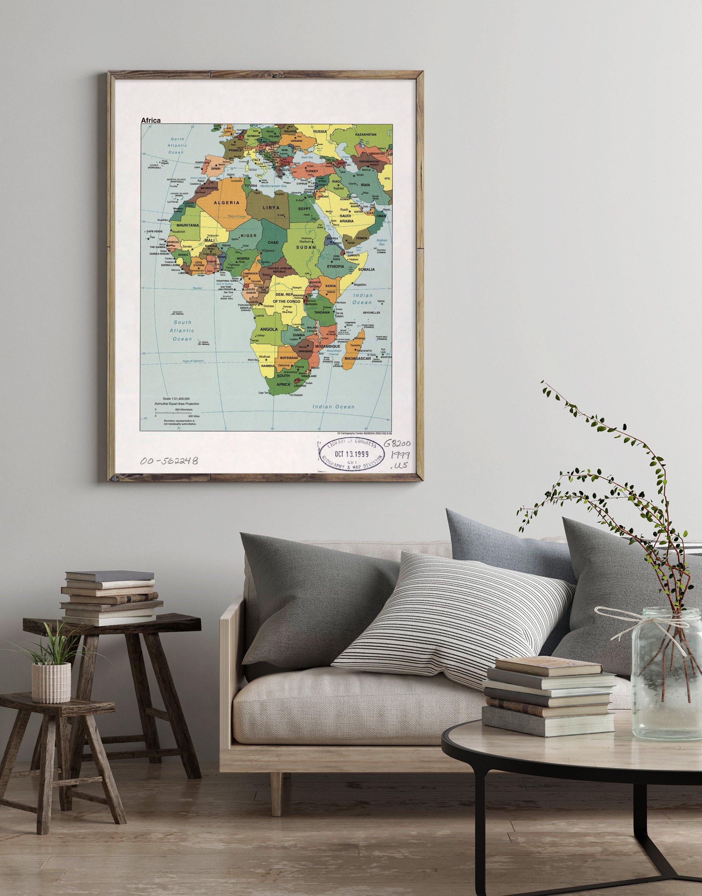 1999 Map| Africa| Africa Map Size: 18 inches x 24 inches |Fits 18x24 s - New York Map Company