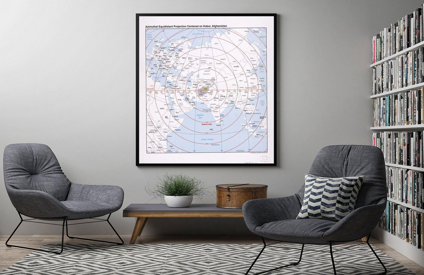 2001 Map| Azimuthal equidistant projection centered on Kabul, Afghanis - New York Map Company