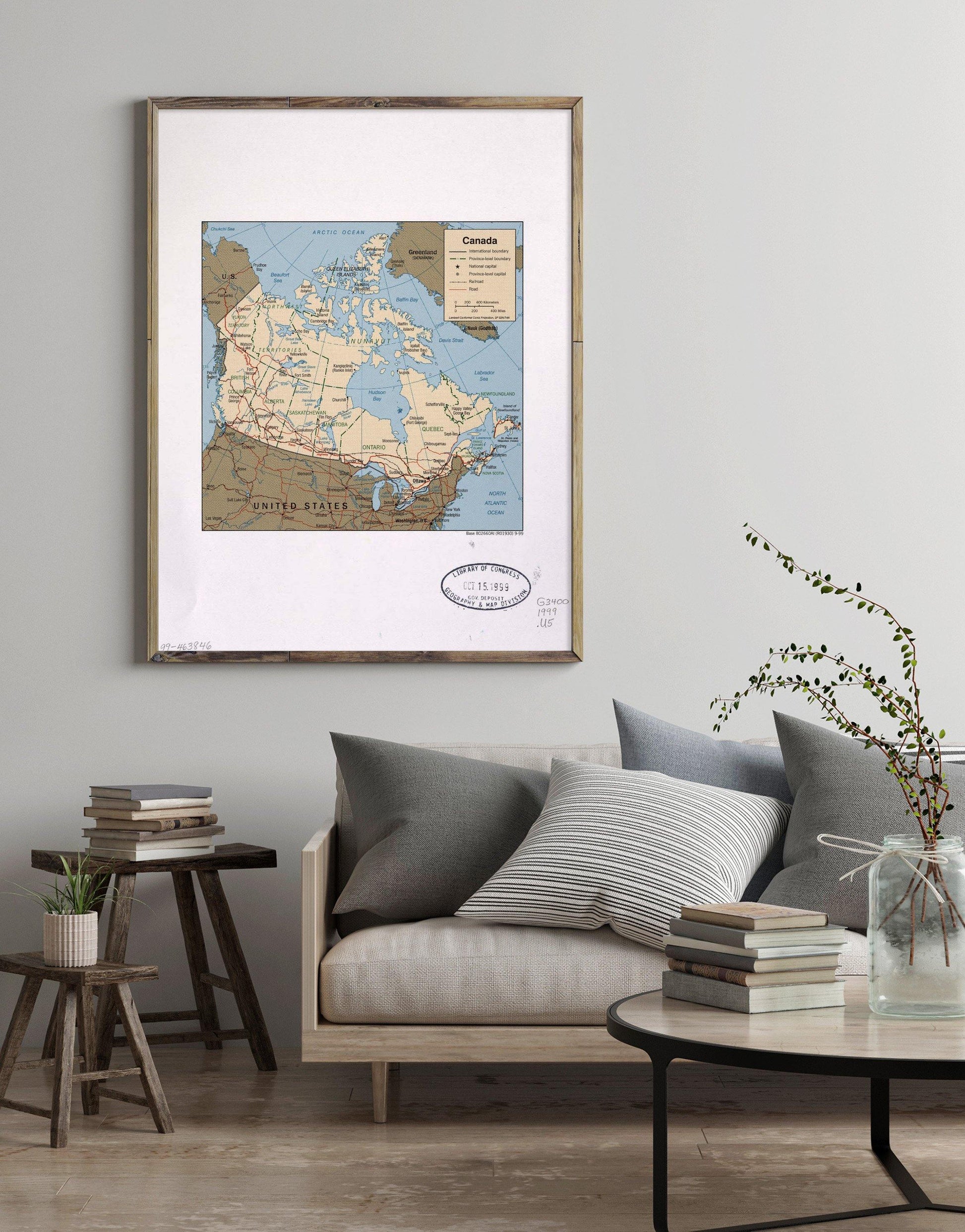 1999 Map| Canada| Canada Map Size: 18 inches x 24 inches |Fits 18x24 s - New York Map Company