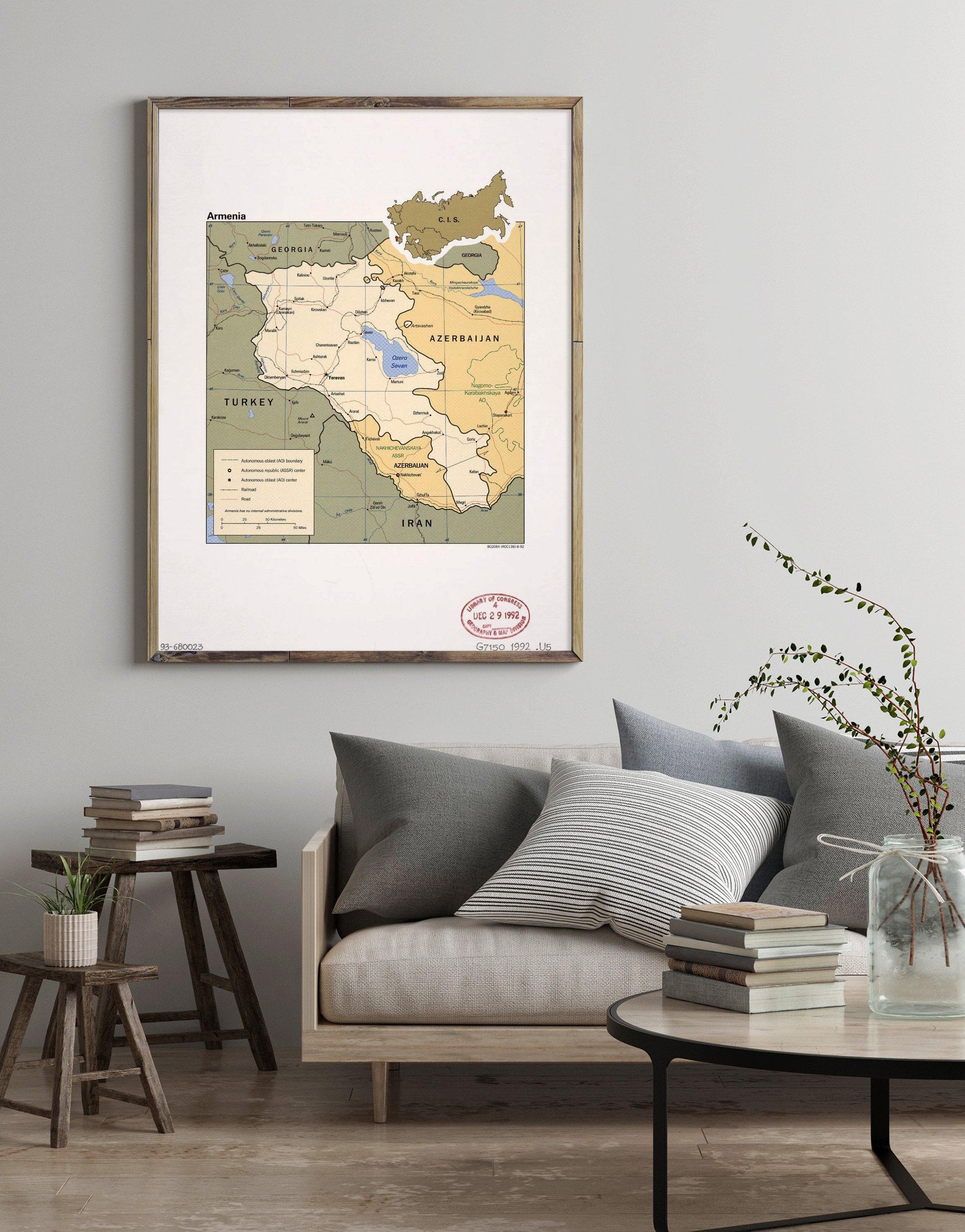 1992 Map| Armenia| Armenia Republic Map Size: 18 inches x 24 inches |F - New York Map Company