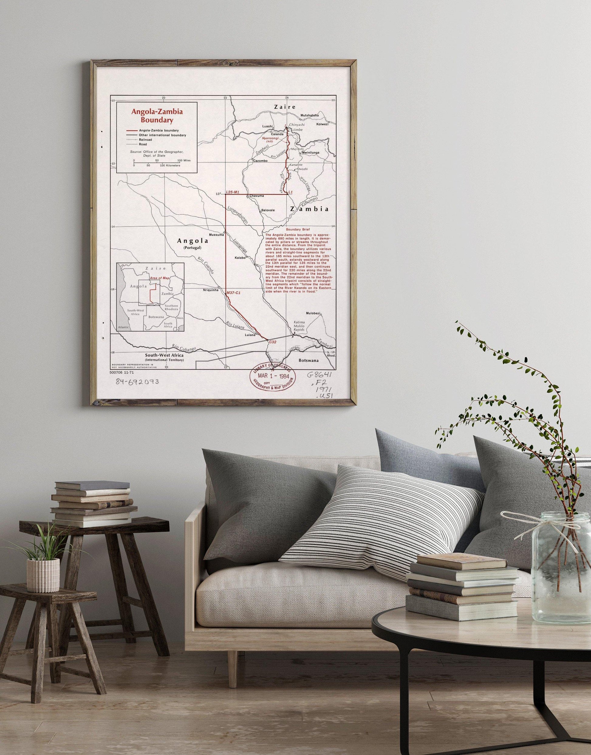 1971 Map| Angola-Zambia boundary| Angola|Boundaries|Zambia Map Size: 1 - New York Map Company