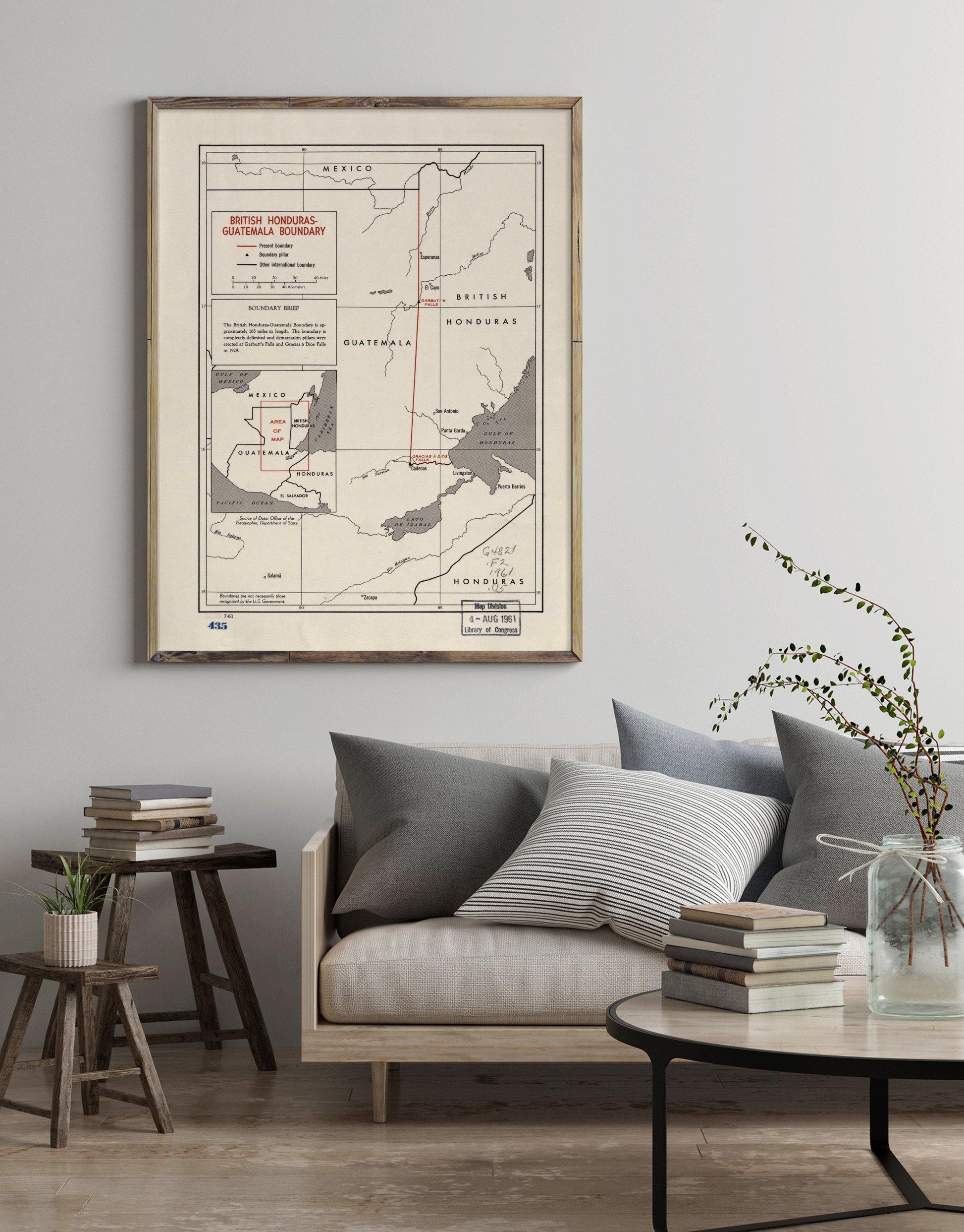 1961 Map| British Honduras-Guatemala boundary. 7-61| Belize|Boundaries - New York Map Company