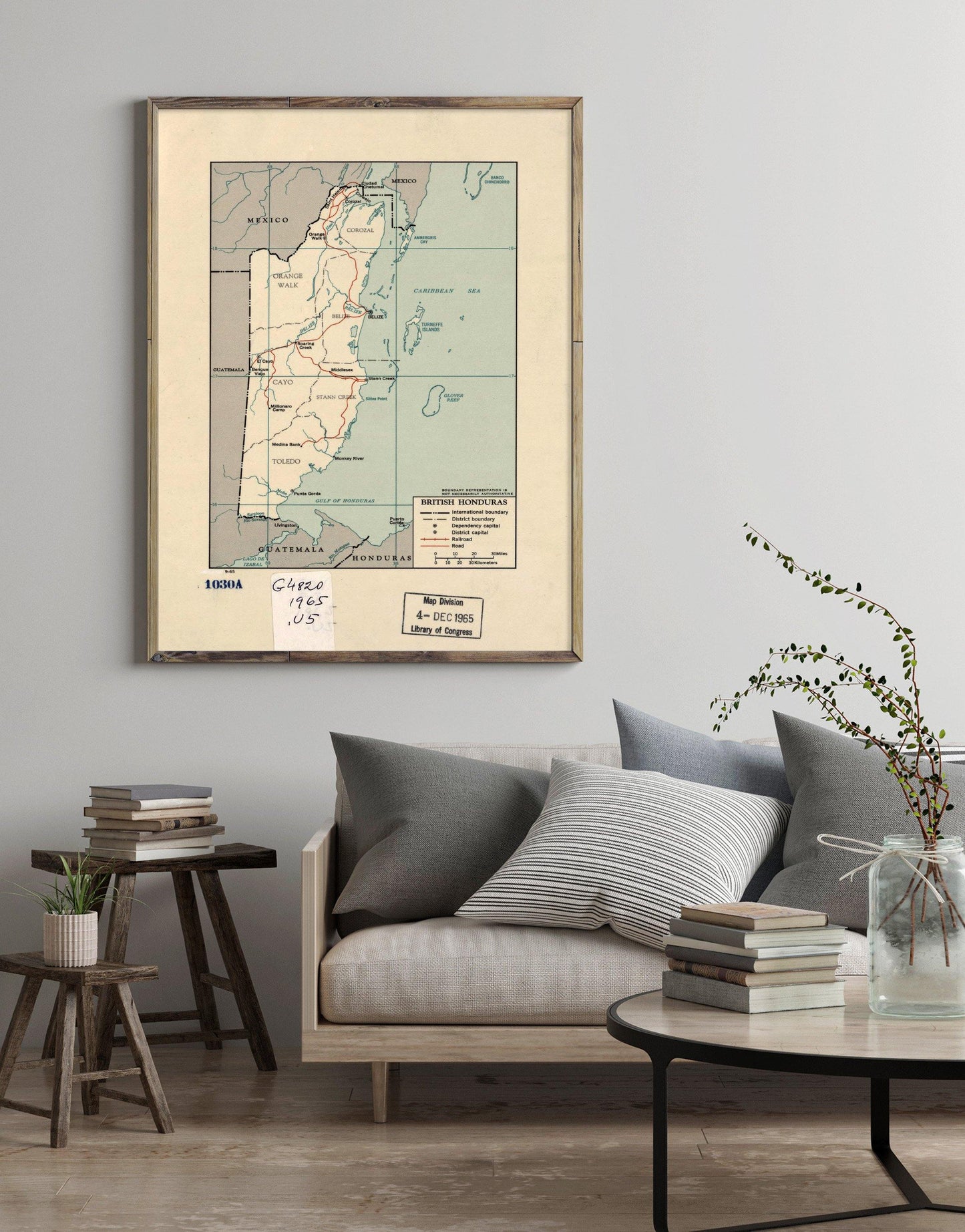 1965 Map| British Honduras. 9-65| Belize Map Size: 18 inches x 24 inch - New York Map Company