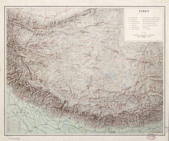 1955 Map| Tibet| Tibet China|Tibet Autonomous Region China Map Size: 2 - New York Map Company