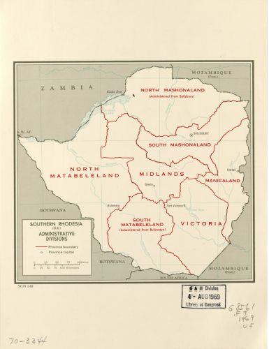 1969 Map Southern Rhodesia (U.K.), administrative divisions. 2-69. - 18x24 - Rea