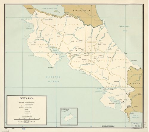 Map of Costa Rica. 10-63. Costa Rica| Vintage Antique Reprint