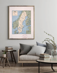 1986 Map| Sweden| Sweden Map Size: 18 inches x 24 inches |Fits 18x24 s - New York Map Company