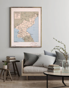 1982 Map| North Korea| Korea North Map Size: 18 inches x 24 inches |Fi - New York Map Company