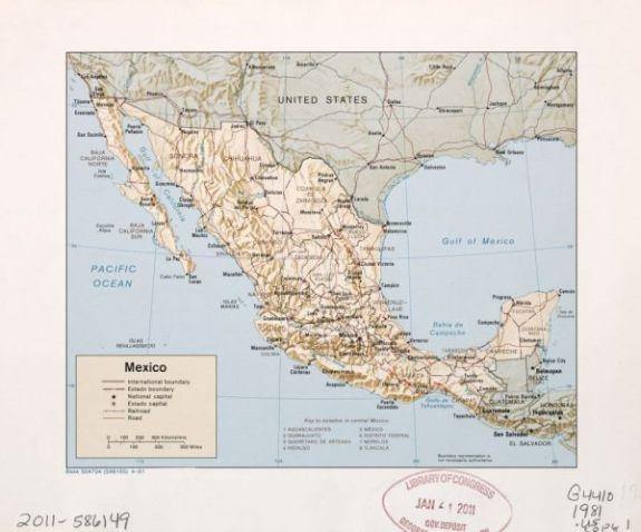 1981 Map| Mexico| Mexico Map Size: 20 inches x 24 inches |Fits 20x24 s - New York Map Company