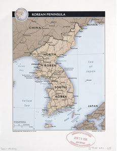 2011 Map Korean Peninsula. - 18x24 - Ready to Frame - Korea Korea