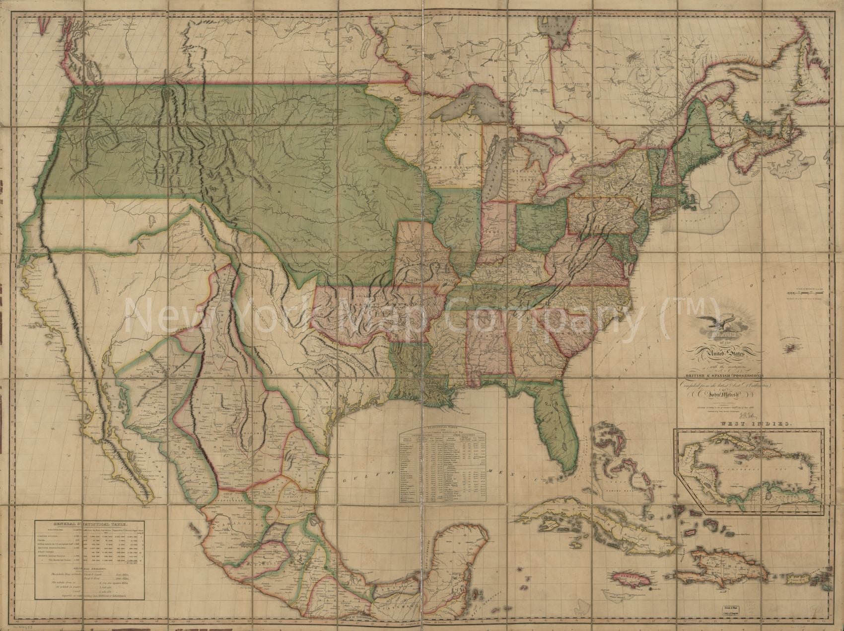 1820 map of the United States of America: with the contiguous British and Spanish possessions. Map Subjects: