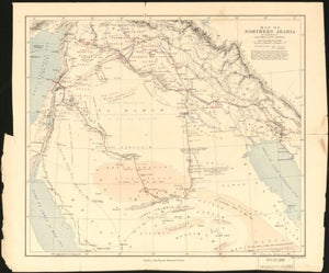 1949 Map of northern Arabia: in illustration of Lady Anne Blunt's journeys | Middle East Shows author's routes in 1878 and 1879. "The figures give the approximate heights above the sea in English feet, measured with an aneroid barometer made and tested b