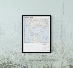 Summary: Shows southern boundary of continuous permafrost ground and Northwest Passage/Northern Sea Route. "78635 7-70." North Pole at map center. Vertical meridian at 100°W/80°E. imperfect: Annotated in black marker ink/lead-pencil, taped at edges. Incl