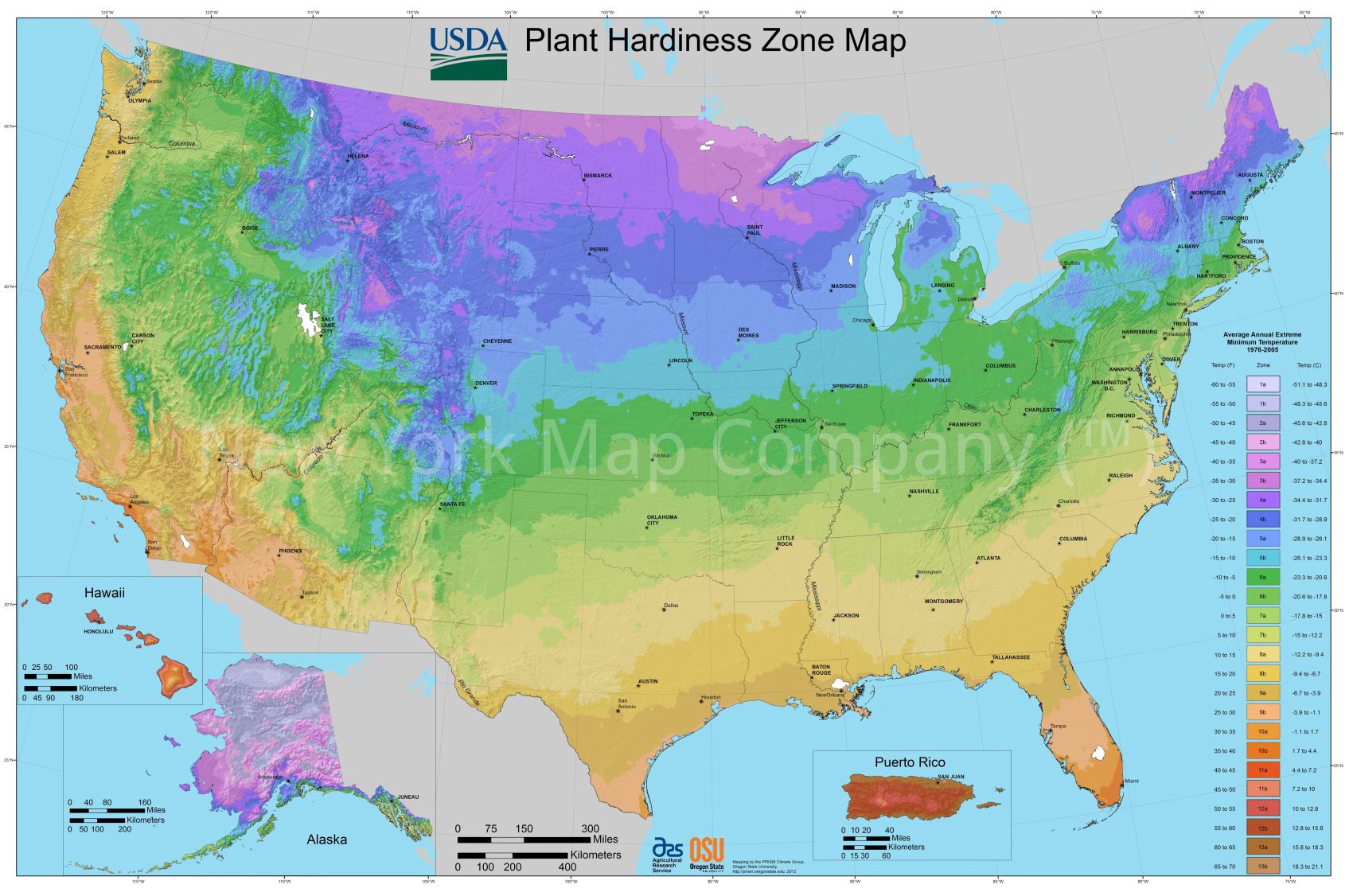 2005 | 2012 map USDA plant hardiness zone map: United States Average annual extreme minimum temperature 1976-2005. Map Subjects: Acclimatization Plants | Climatic Extremes | Hardiness | Plants | Temperature Forecasting | Minimum | Vegetation and Climate