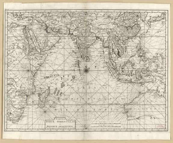 1726 map Tabula Indiae Orientalis et Regnorum adjacentium. Duytsche Mylen 15 in een Graad. - New York Map Company