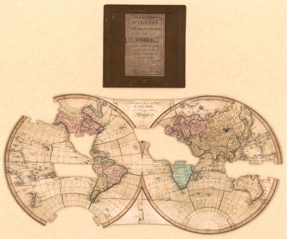 1812 Map | Wallis's New dissected map of world: engraved from the latest authorities for the use of young students in geography ; Neele, sculpt., Strand | Earth Planet | Jigsaw s | World Maps Published June 25th 1812 by John Wallis, 42 Skinner Street, Lo