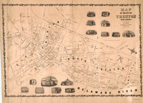 1849 Map of the city of Trenton, New Jersey - 18x24 - Ready to Frame - New Jerse