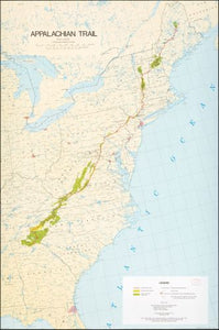 1981 Map Appalachian Trail - 16x24 - Ready to Frame - Appalachian Trail Appala
