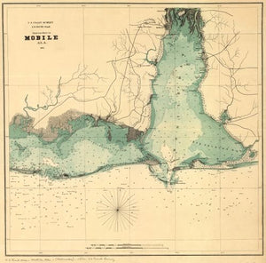 Map of Approaches to Mobile, Ala. 1864. Alabama|Mobile Bay Region|Alabama|Mobile