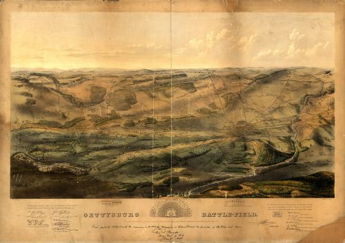 1863 Map Gettysburg battle-field. Battle fought at Gettysburg, Pa., July 1st, 2d