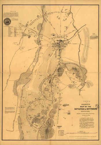 1863 Map Elliott's map of the battlefield of Gettysburg, Pennsylvania -