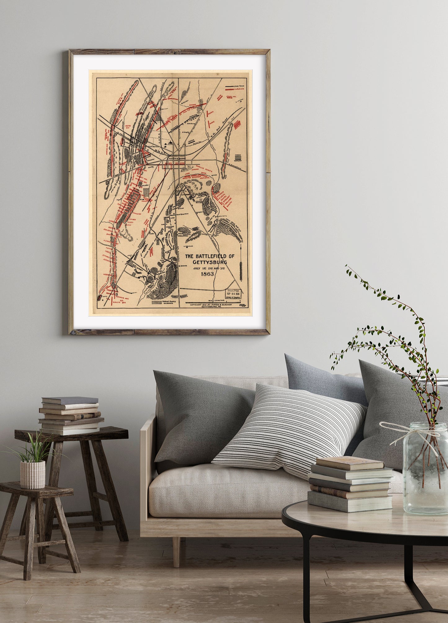 1863 Map | The battlefield of Gettysburg, July 1st, 2nd and 3rd 1863 | Gettysburg | Gettysburg Pa., Battle of | Gettysburg, Battle Of, Gettysburg, Pa | Pennsylvania | United States Scale c. 1:15,840.