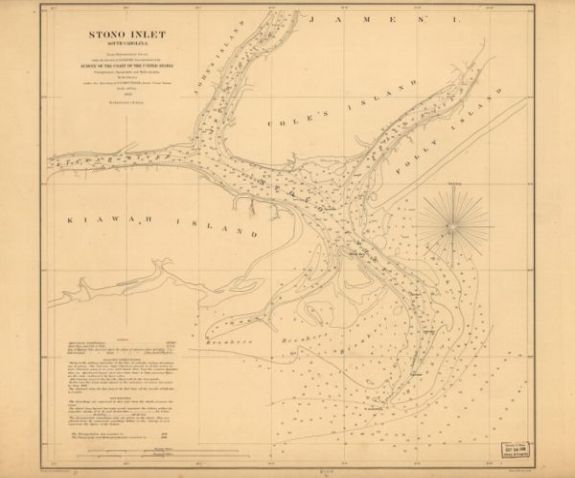 1862 Map | Stono Inlet, South Carolina | South Carolina | Stono River | Stono River S.C | United States Scale c. 1:20,000.