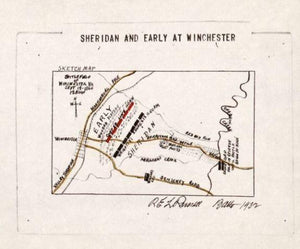 1932 Map| Sheridan and Early at Winchester| Virginia|Winchester Region - New York Map Company