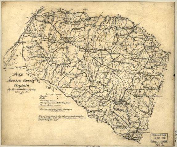 1871 Map| Map of Louisa County, Virginia| Louisa County|Louisa County - New York Map Company